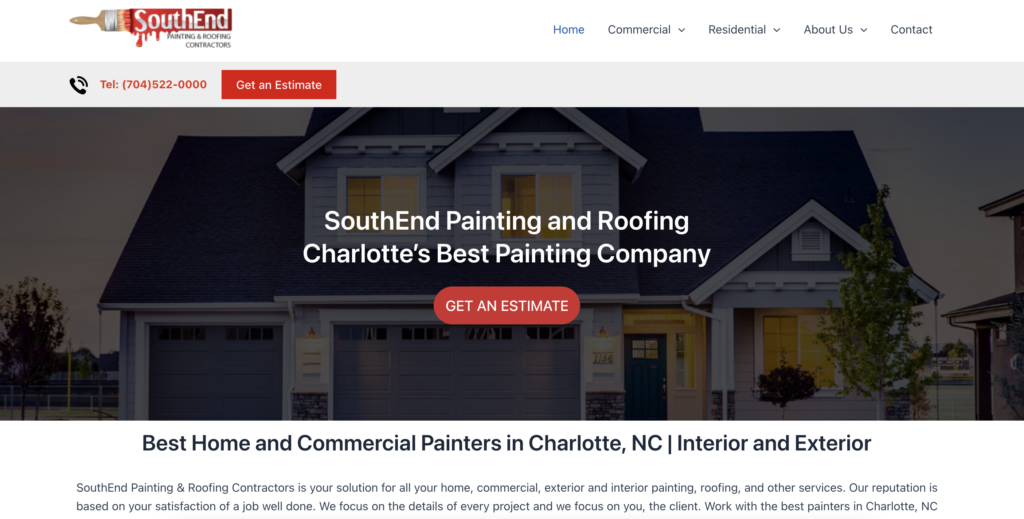 Website for SouthEnd Painting and Roofing Contractors