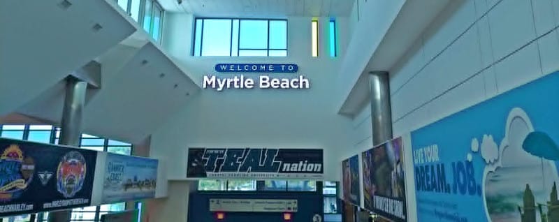 Welcome to Myrtle Beach airport sign